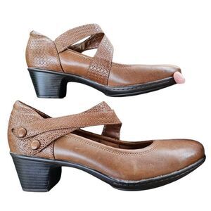Rockport Brown Distressed Mary Janes Size 11 Cobb Hill Kailyne Leather  Asymmetr
